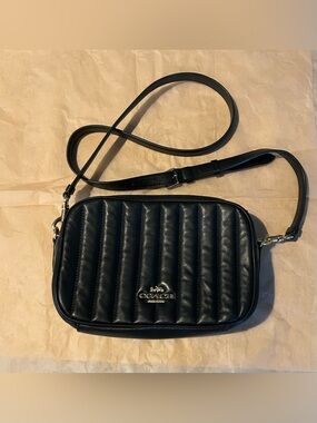 COACH ~ Women's Black Jes LEATHER Crossbody Bag With Linear Quilting